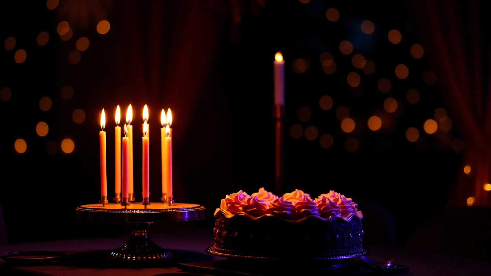 Ananya laughing at her birthday celebration, lit by candlelight.